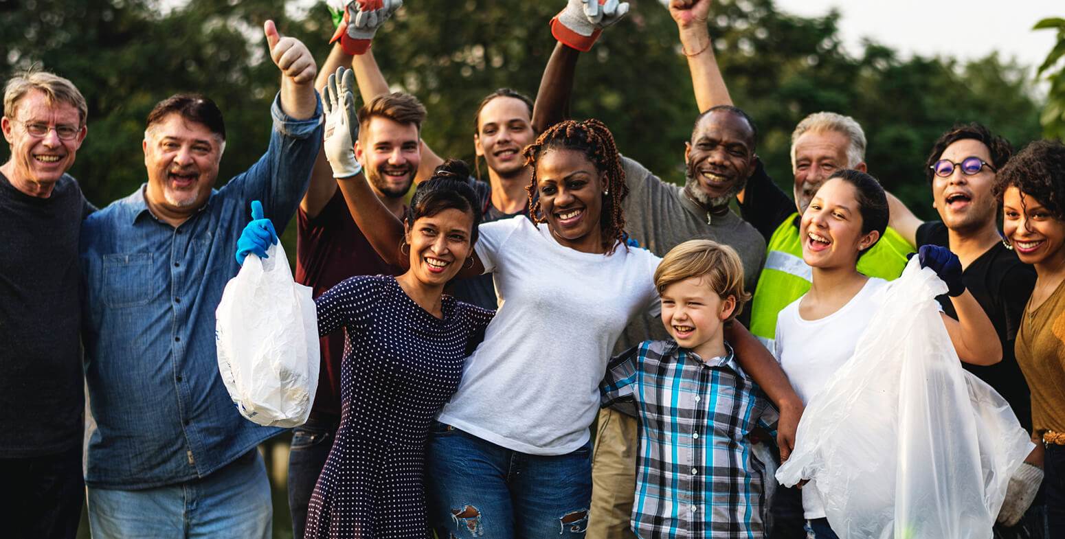 A group of people doing community service